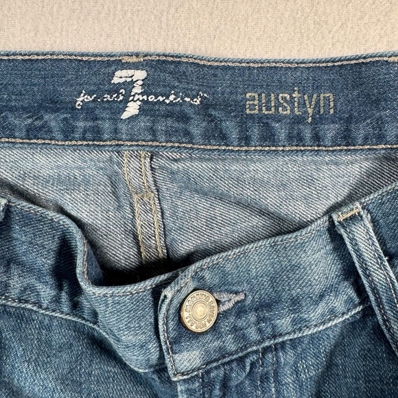 7 for All Mankind Jeans Mens 38 Blue Austyn Straight Mid Rise Medium Wash - Picture 3 of 12